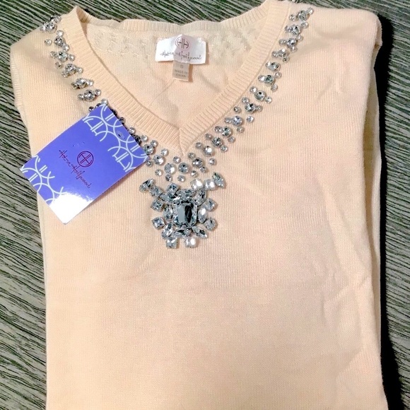 NWT Rhinestone embellished Cashmere blend sweater - Picture 1 of 3